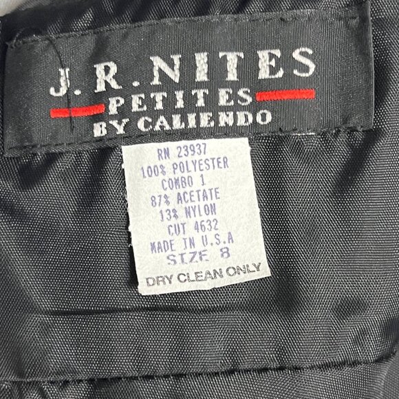 J.R. Nites Petites by Caliendo Black Chiffon Cocktail Dress Sheer Illusion Sz 8 - Picture 5 of 10